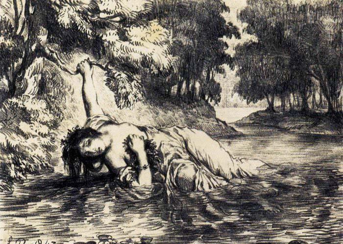 Eugene Delacroix The Death of Ophelia oil painting image